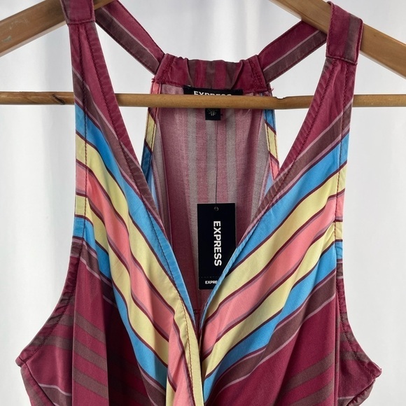 NWT Express Sleeveless V Neck Stripe Romper in Multi Size Extra Small - Picture 7 of 10